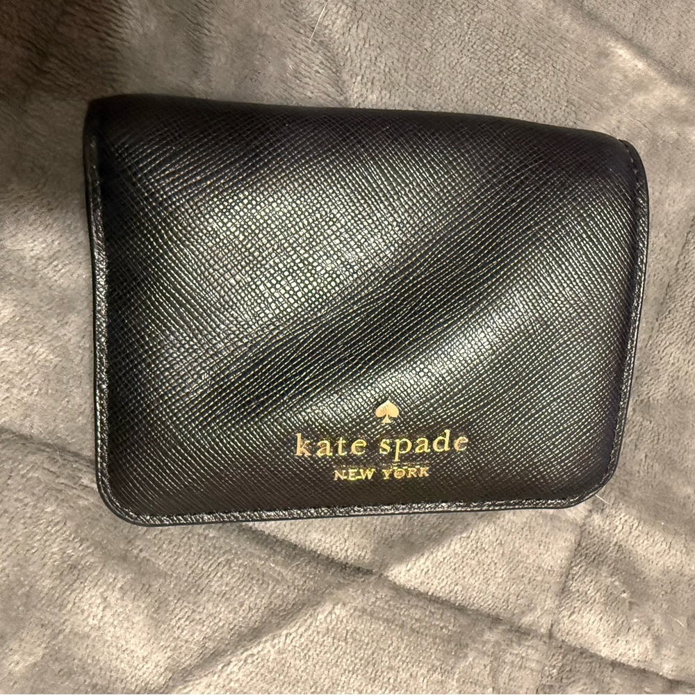 Kate Spade Black Leather Wallet with Gold Logo